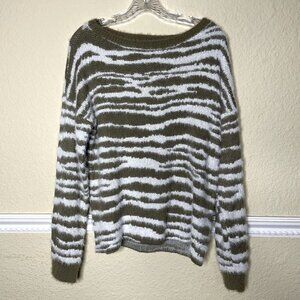 Kori America Sweater Women's Size Small Eyelash Style Zebra Print Brown & White